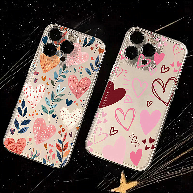 Phone Cases Xr Iphone - Silikon-Handyhülle mit Herz-, Blätter-, Augen- und