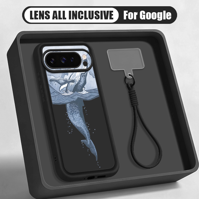 Phone Cases Google Pixel 9 - Handgelenkschlaufen-Hülle mit Buckelwal-Print für Google Pixel
