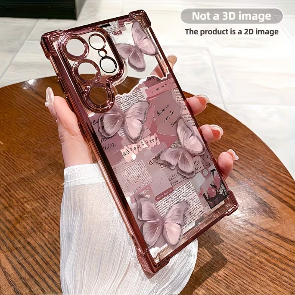 Phone Cases Aesthetic - Ins Ästhetische Schmetterling Zeitungsdruck Handyhülle für