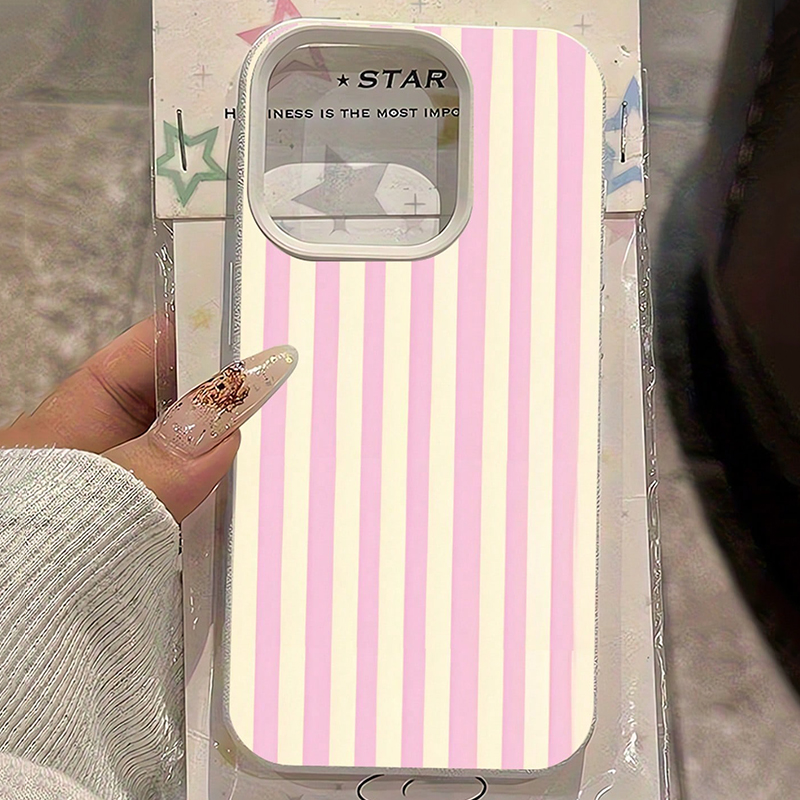 Phone Cases Like Loopy - Einfache rosa vertikal gestreifte Lichee-Muster Handyhülle
