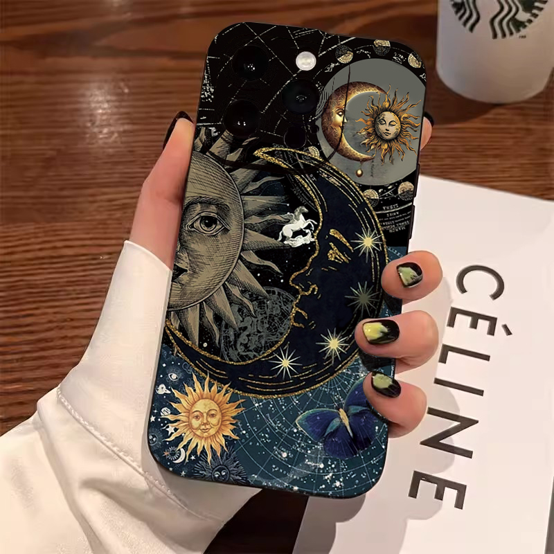 Phone Cases Aesthetic - Ästhetische Sonne-Mond-Print Handyhülle für Samsung Galaxy