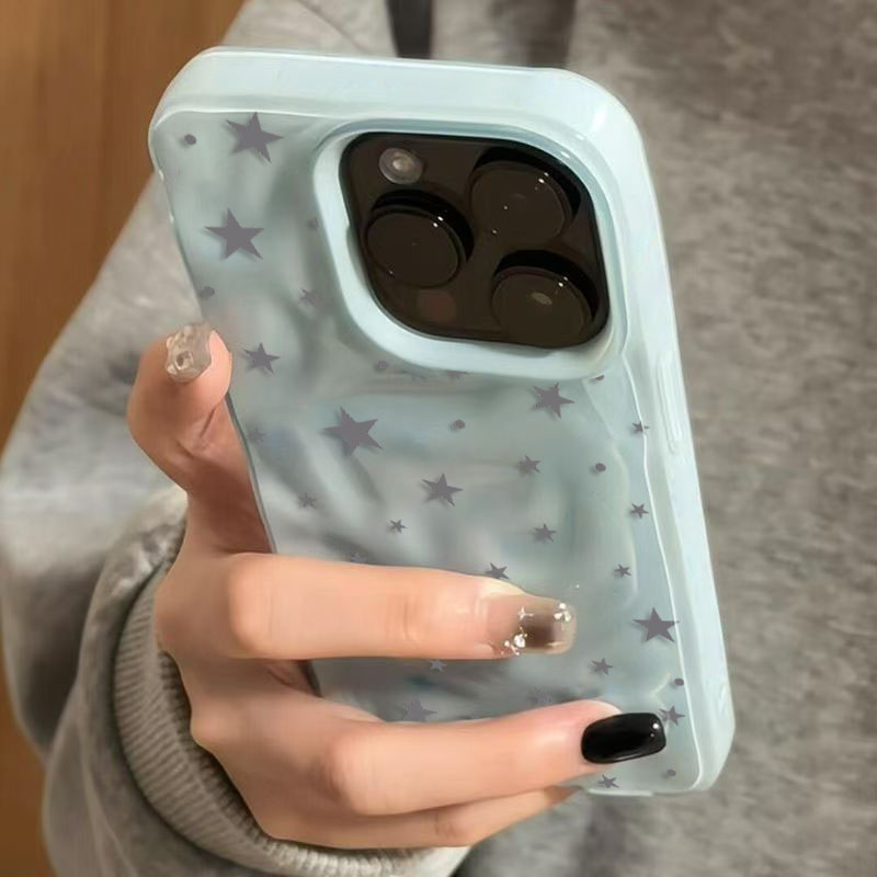 Phone Cases Green - Minimalistische graublaue Handyhülle mit Sternenwellenstruktur für
