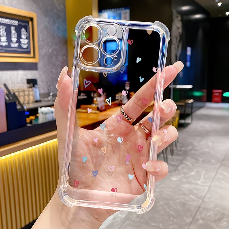 Phone Cases Xr Iphone - Transparente Eckenschutz-Handyhülle mit Bunten Herzen für