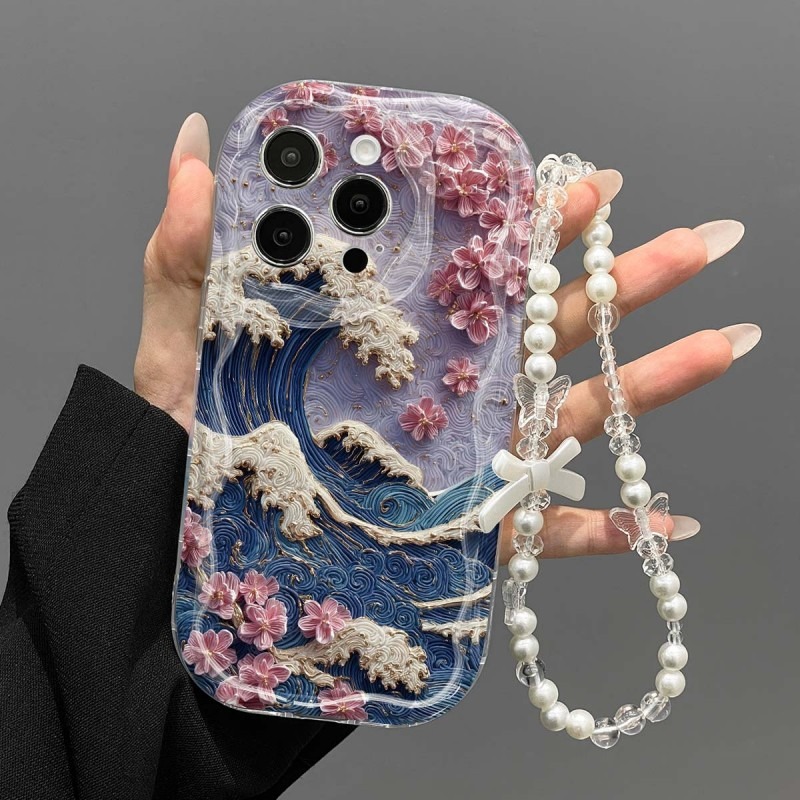 Wellenförmiges Blumenmuster Kr – Phone Cases With Charms Bewertung und Preis